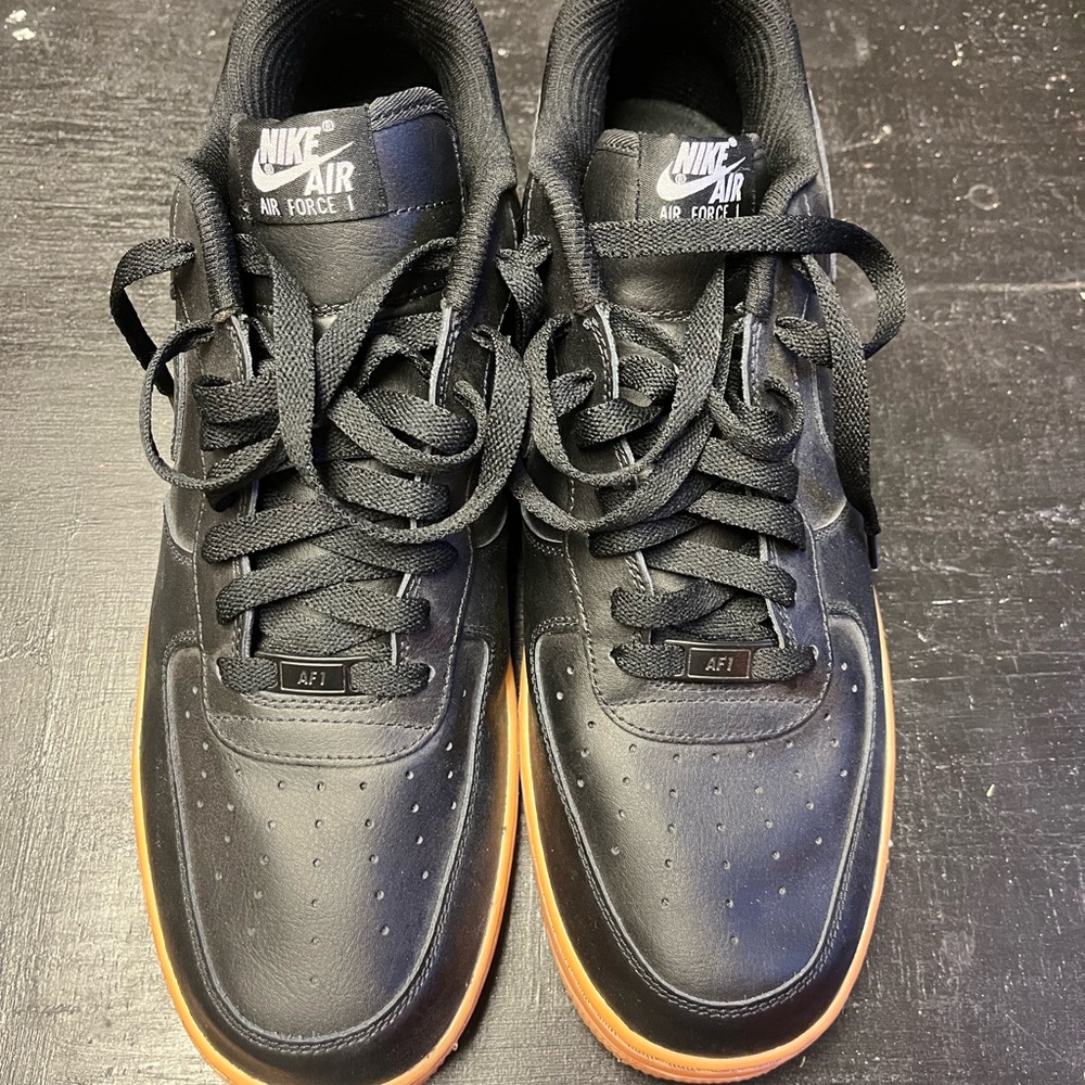Nike Air Force 1 Black and Gum Sneakers